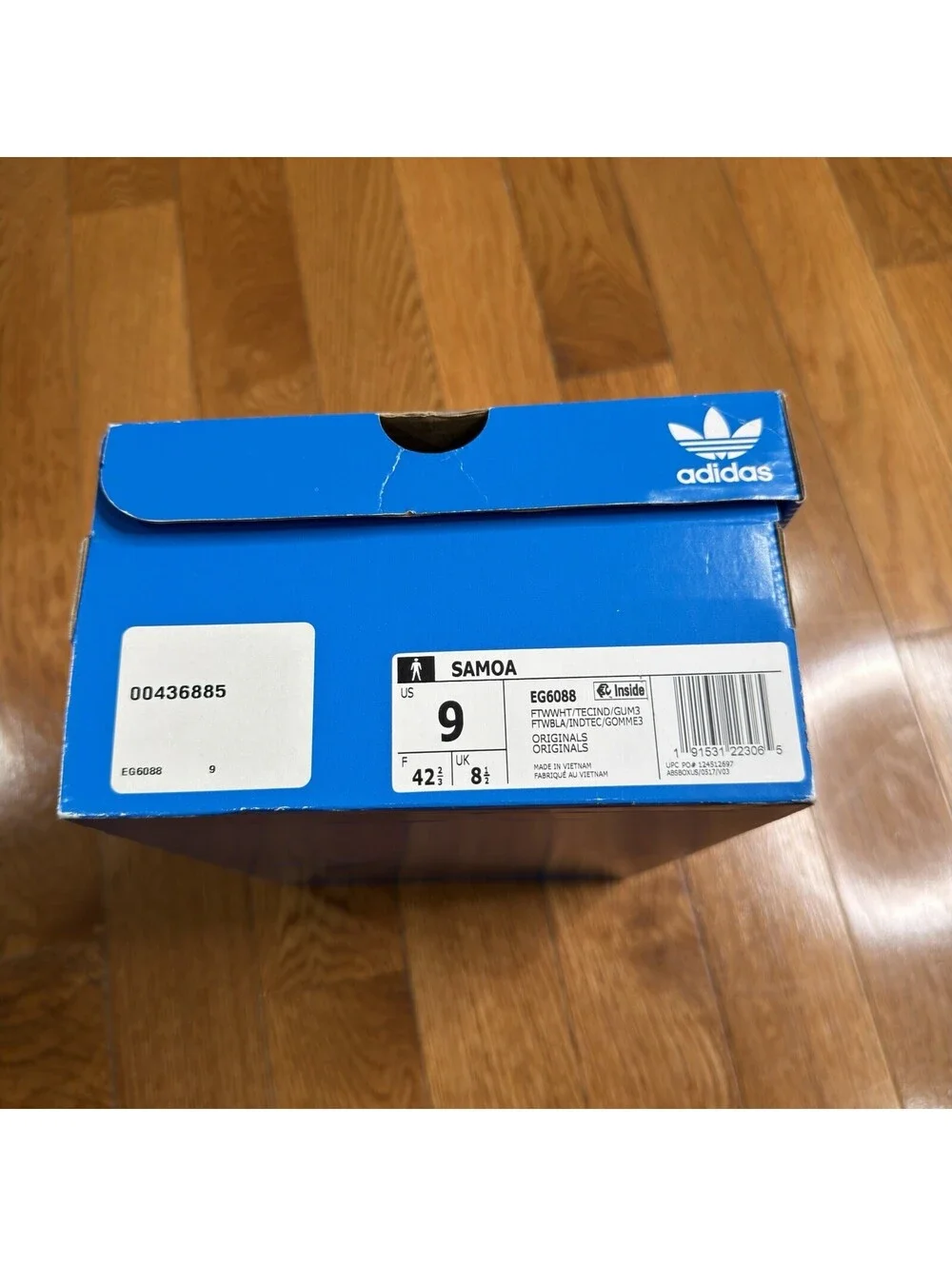 Men’s Size 9 Adidas Samoa White Blue Gum Sneakers EG6088 Originals Shoes